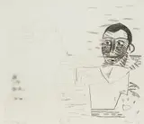Robert Hodgins, Paul P, from Three Pauls and a Vince - A Suite of Four Etchings, 1987, etching and engraving on paper