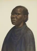 Gerard Bhengu, Portrait of a Woman, watercolour on paper