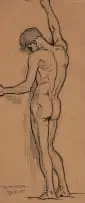 Erich Mayer, Standing Nude, 1935, pencil and ink on paper