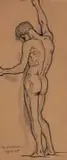 Erich Mayer, Standing Nude, 1935, pencil and ink on paper