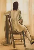 Clément Serneels, Seated Nude, 1964, ink and pastel on card