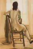 Clément Serneels, Seated Nude, 1964, ink and pastel on card