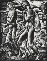 Armando Baldinelli, Profughi (Refugees), 1933, woodcut on paper