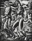Armando Baldinelli, Profughi (Refugees), 1933, woodcut on paper