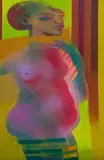 Jan Neethling, Nude with Tattoo, 2019, acrylic on canvas laid down on board