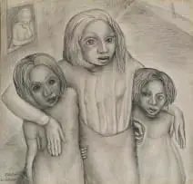 Judith Gluckman, Three Figures, pencil on paper