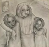 Judith Gluckman, Three Figures, pencil on paper