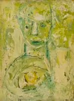 Wopko Jensma, Figure in Green, oil on board