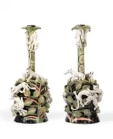 Ardmore Ceramic Studio, Pair of ceramic candle holders, two, 2008, painted and glazed ceramic