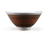 Tim Morris, Brown, white and blue bowl with flower motifs, white stoneware with oxides