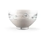 Andrew Walford, Porcelain bowl with blue fish and lily, painted and glazed porcelain