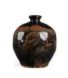 Andrew Walford, Brown, black and blue vase, stoneware with tenmoku glaze