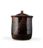 Andrew Walford, Lidded jar, stoneware with tenmoku glaze