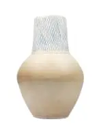 Anton Bosch, Vase with blue lines, thrown white stoneware dolomite with blue inlay