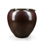 Digby Hoets, Pot with three lugs, tenmoku and green ash glaze