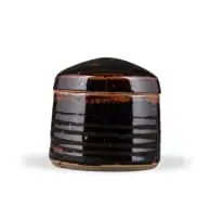 Hyme Rabinowitz, Lidded vessel, stoneware with tenmoku glaze