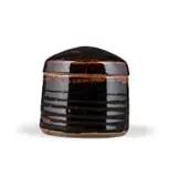 Hyme Rabinowitz, Lidded vessel, stoneware with tenmoku glaze