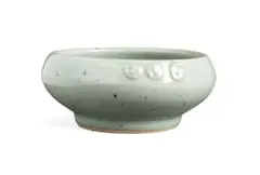Hyme Rabinowitz, Flat bowl, porcelain with celadon glaze and stamp decoration