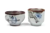 Andrew Walford, Pair of tea bowls, two, stoneware with oxides and white glaze