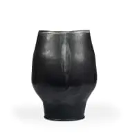 Anton Bosch, Black vase with off-white leaf motif, stoneware