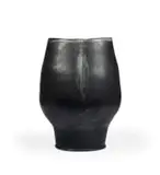 Anton Bosch, Black vase with off-white leaf motif, stoneware