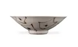 Andrew Walford, White bowl with blue dancing figure, white stoneware with cobalt