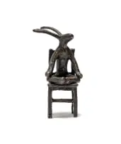 Guy Du Toit, Meditating Hare on a Chair, bronze with a brown patina