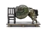 Guy Du Toit, Composition with Chair, Shell and Flower, bronze with a brown and green patina, on a steel base