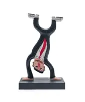 Norman Catherine, Handstand Black Suit, painted and carved wood, on a wooden base