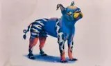 Norman Catherine, Fook Dog, lithograph on paper laid down on board