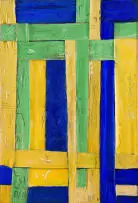 Jill Trappler, Brand New Day, 1999, oil and felt tip marker on woven canvas