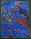 Jan Vermeiren, Woman with Bird, oil on canvas