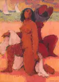 Eleanor Esmonde-White, Nude on the Beach, oil on canvas