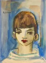 Carl Büchner, Portrait of a Young Boy, watercolour and charcoal on board