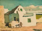 Robert Broadley, Cottage in Blaauwberg, 1946, oil on canvas laid down on board