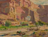 Francois Roux, Farm Scene with Windmill, 1978, oil on canvas