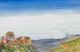 Erik Laubscher, Here in the Kouebokkeveld, The San and Khoi Enjoyed This View, 2000, watercolour on paper
