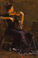 Adriaan Boshoff, Violin Player, oil on canvas laid down on board