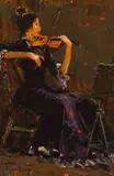 Adriaan Boshoff, Violin Player, oil on canvas laid down on board