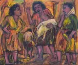 Kenneth Baker, Mothers Gossiping, acrylic on board