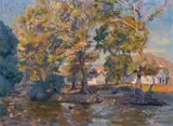Siegfried Hahn, Landscape with Figures beneath Trees, 1942, oil on canvas