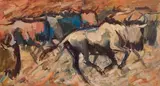 Hennie Niemann jnr, Wildebees Migration, 1998, oil on canvas