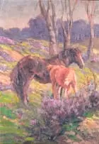 Allerley Glossop, Horses in a Field, oil on board
