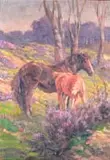 Allerley Glossop, Horses in a Field, oil on board