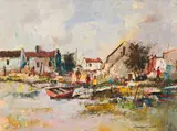 Christiaan Nice, Fishing Village, 1979, oil on board