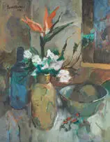 Eben van der Merwe, Still Life with Bird of Paradise, 2010, oil on board