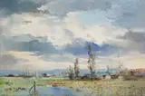 Errol Boyley, Landscape With Clouds, oil on board
