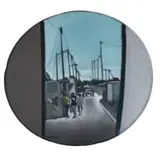 Gerald Tabata, Street Scene, oil on found metal