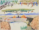Walter Battiss, Baboon, watercolour on paper