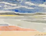 Erik Laubscher, Landscape, 1975, watercolour on paper laid down on board